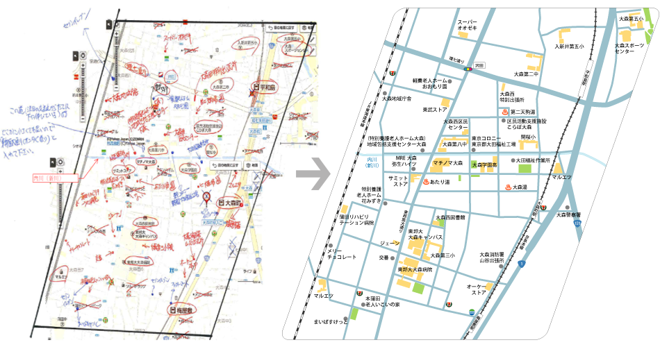 Yahoo地図からの作成例